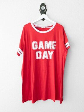 Daisy Rae Game Day Dress 2XL Red White Football Graphic T Shirt Dress Plus